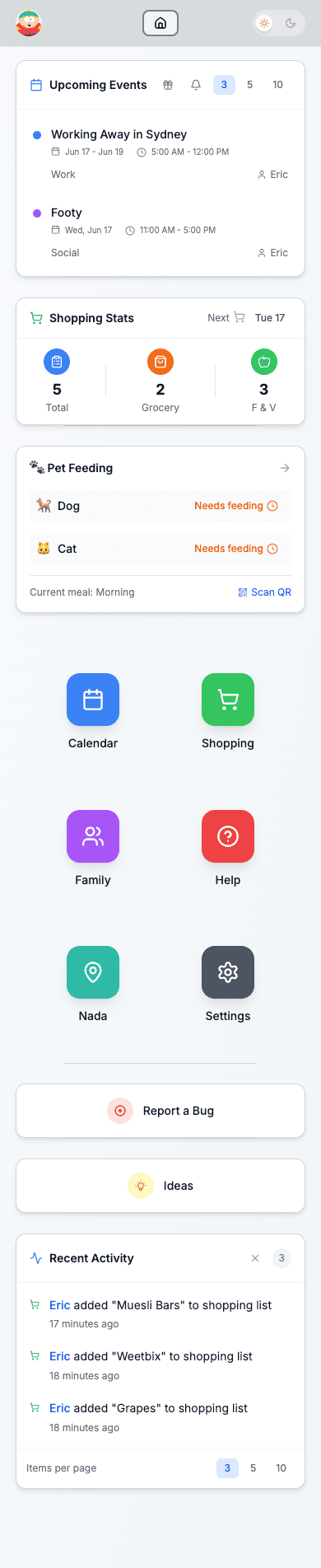 Family Hub full page screenshot
